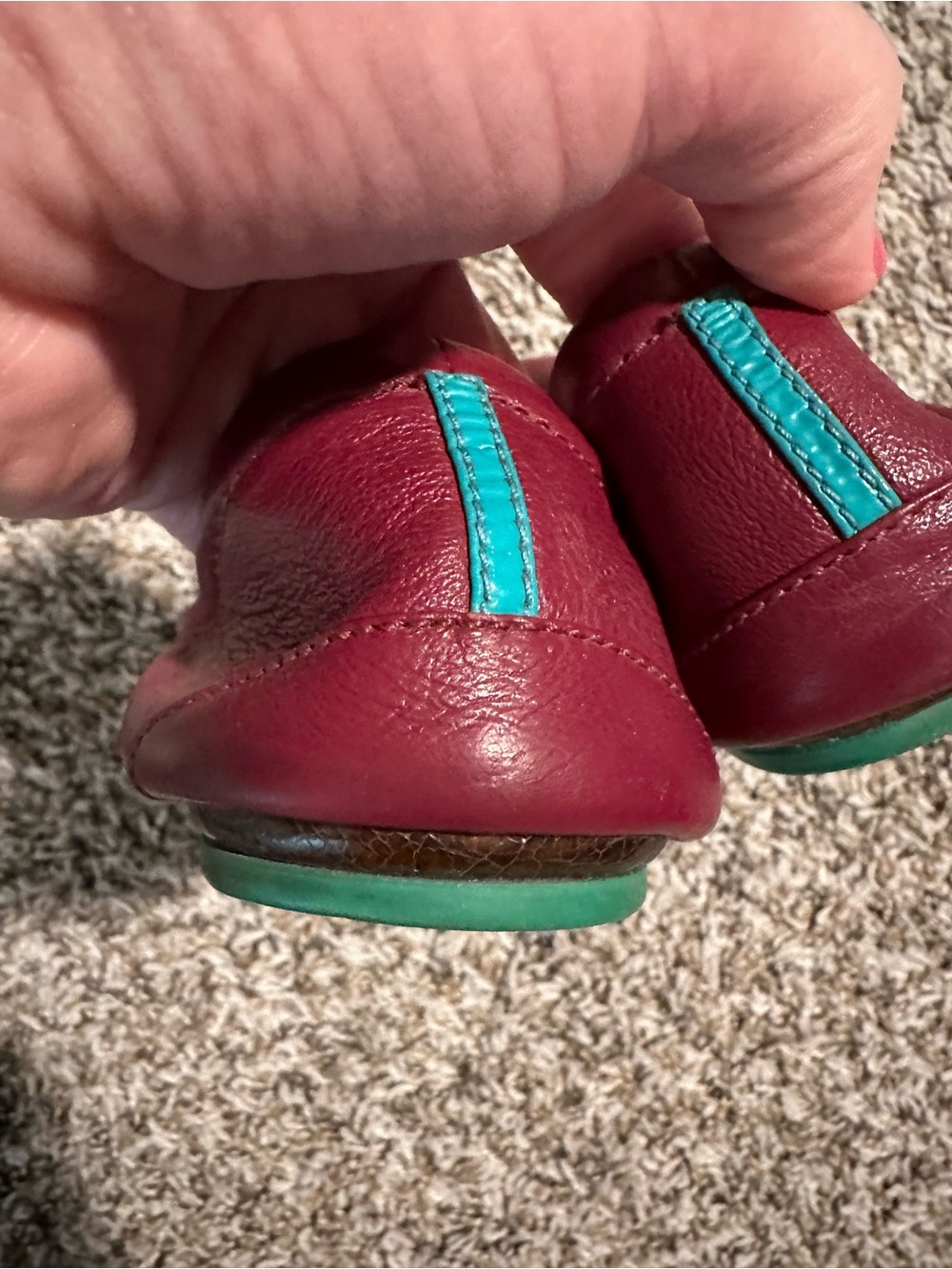 Tieks Burgundy Leather Ballet Flats - Picture 10 of 17